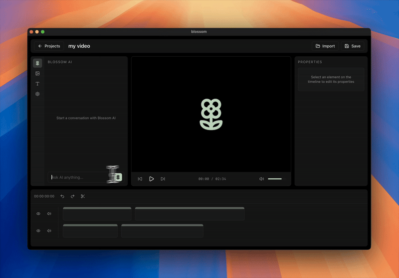 Blossom Video Editor Interface